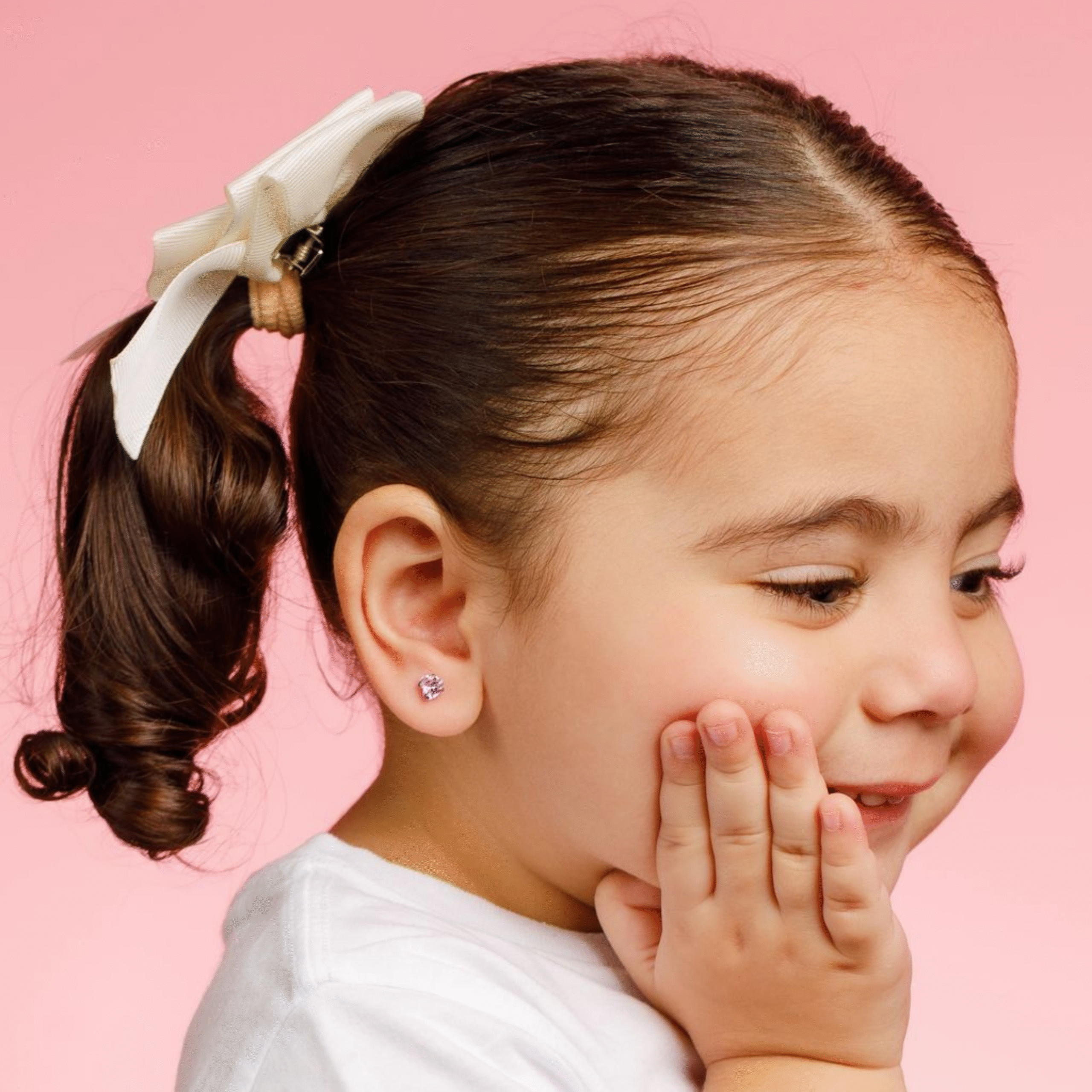 Pink Diamond Heart Screw Back Earrings