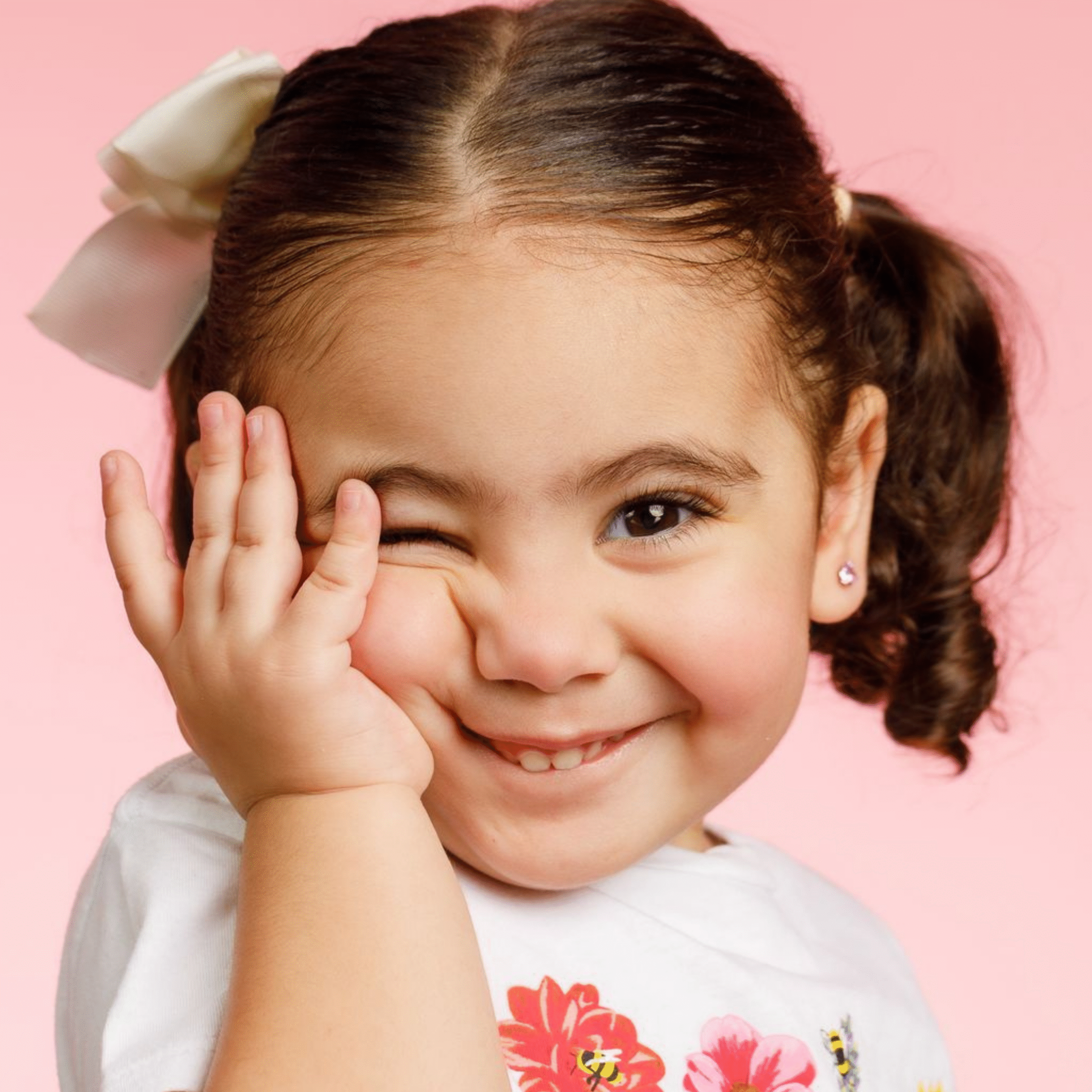 Pink Diamond Heart Screw Back Earrings